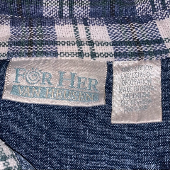 v i n t a g e :: Denim Flannel Jeans Shirt Pearl Buttons Slouchy - Picture 8 of 12